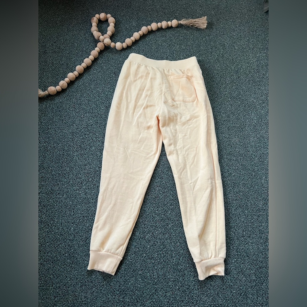 FOREVER21 Pastel Yellow Sweatpants Loungewear Baggy Cotton Pants Back Pocket M - Picture 5 of 16